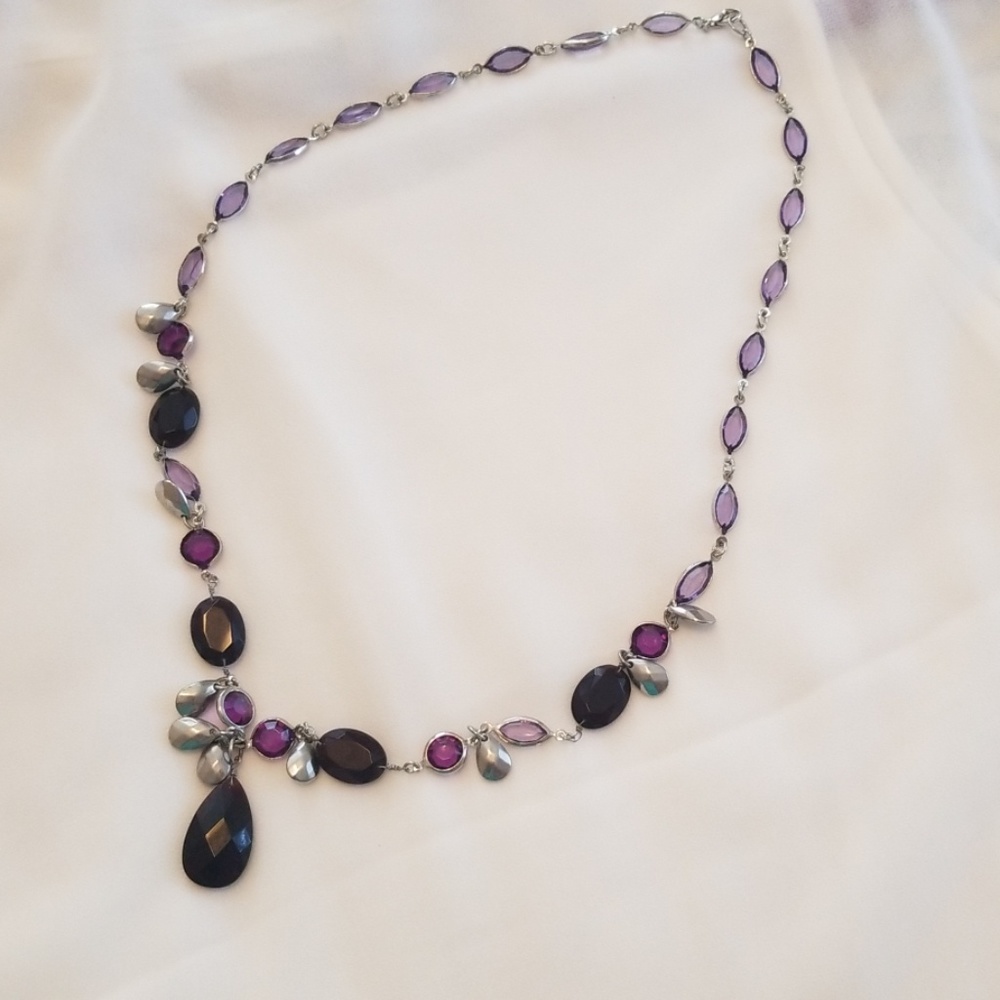 Beautiful purple and silver beaded necklace